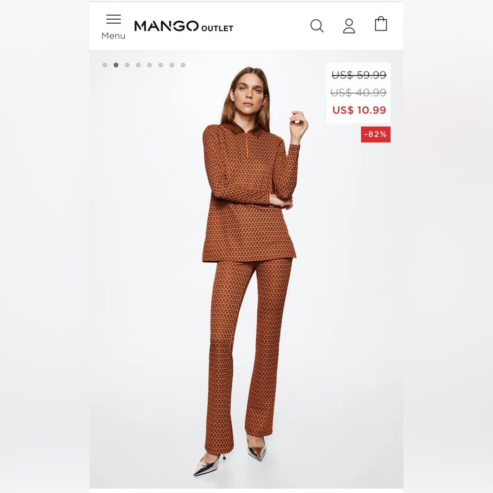 2 PIECES-MANGO - Marsi zip long sleeve polo with matching pants- PRINT